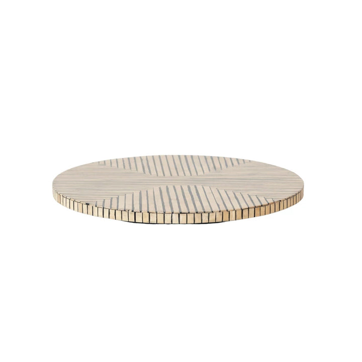Bamboo Lazy Susan With Geometric Stripes