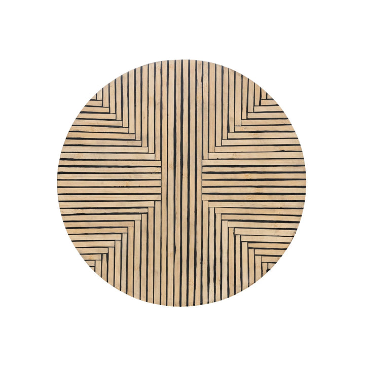 Bamboo Lazy Susan With Geometric Stripes