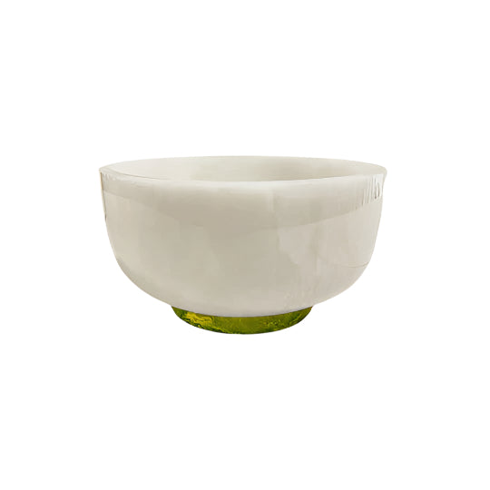 Resin Rio Small Bowl With Base - White & Green