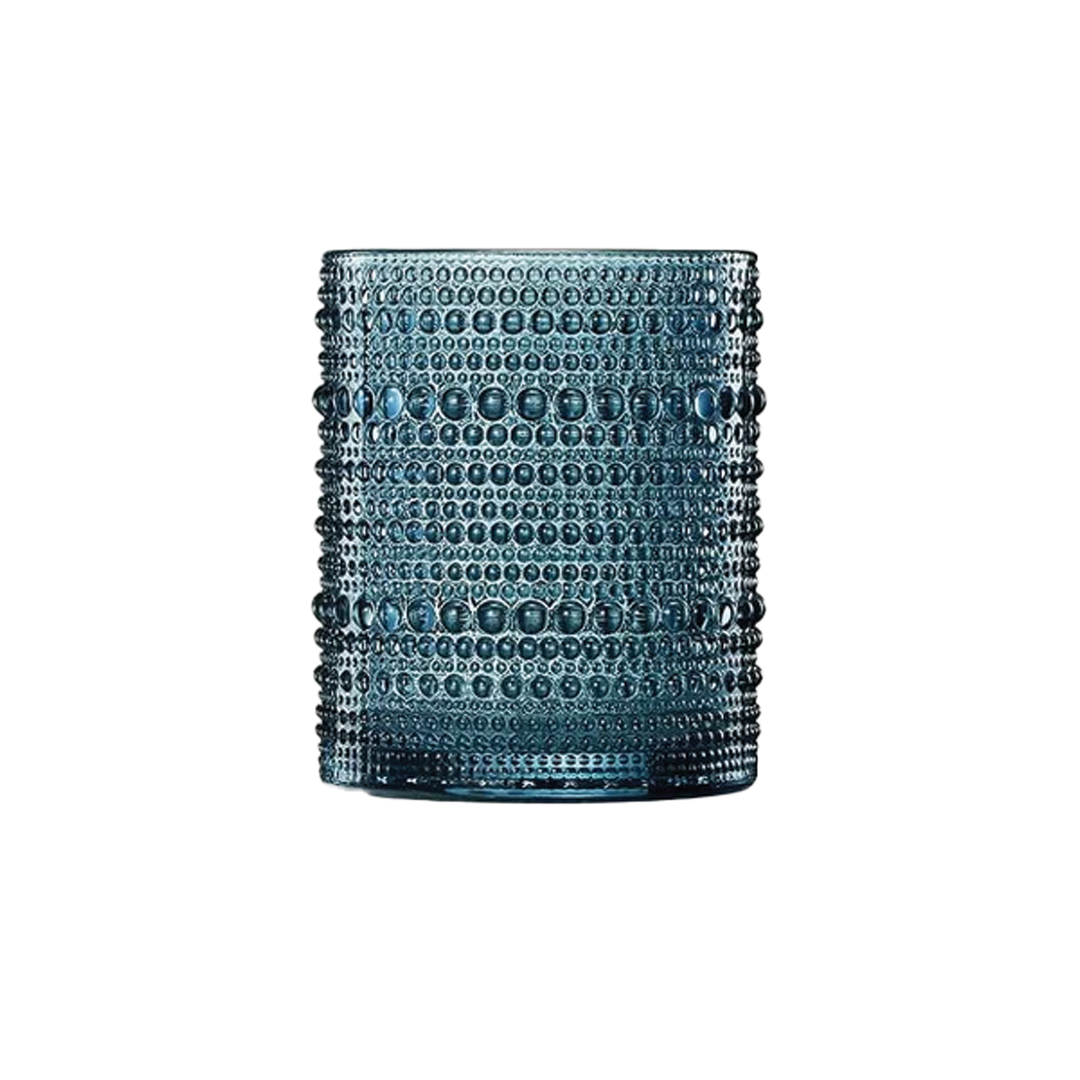 Hobnail Beaded Lowball Glass- Blue