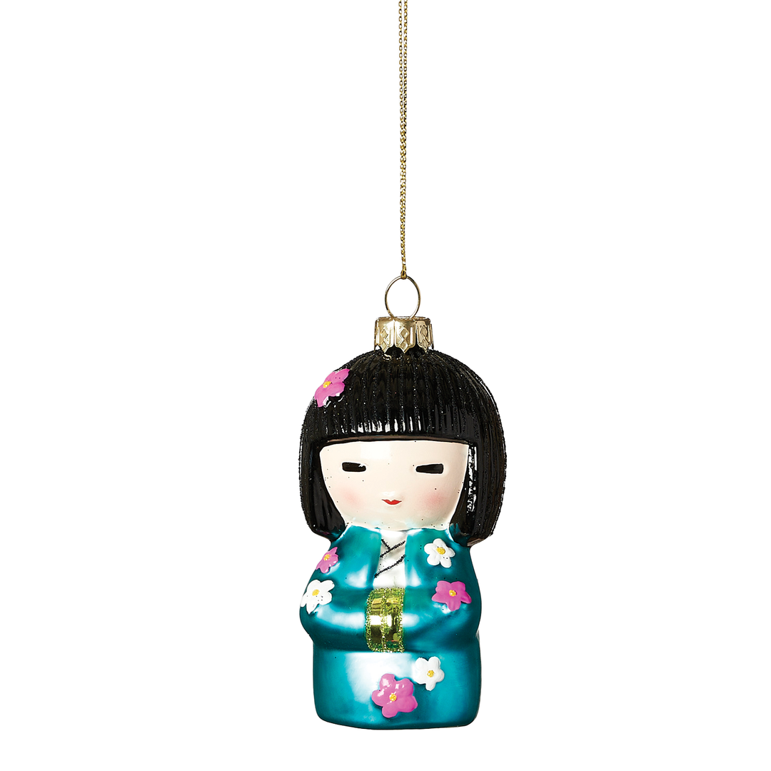 Japanese Doll Ornament - Blue
