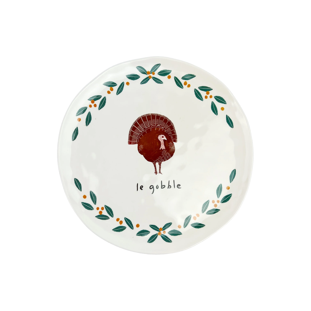Turkey Plate - Brown & White