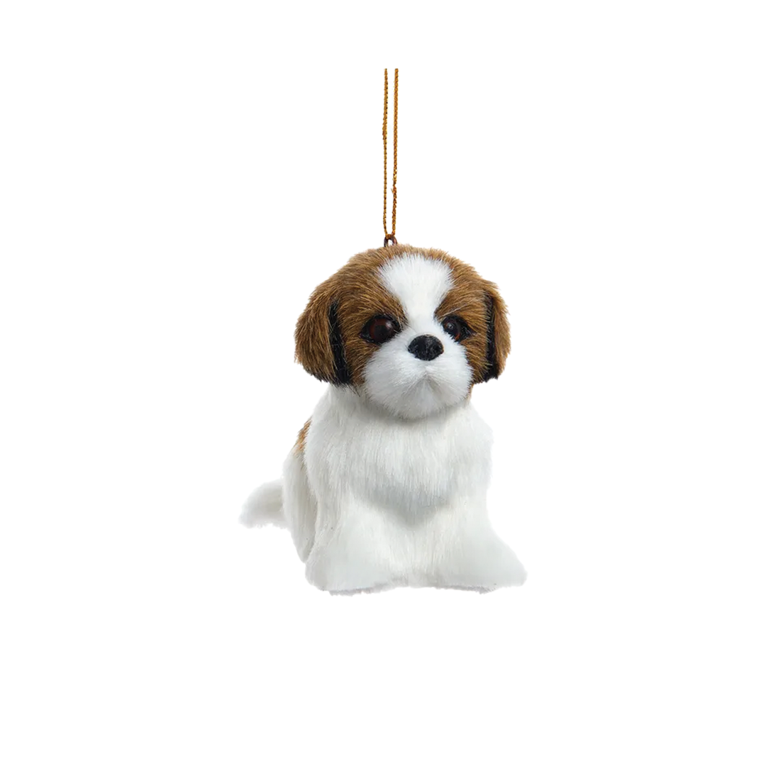 Furry Shih-Tzu Dog Ornament - Brown