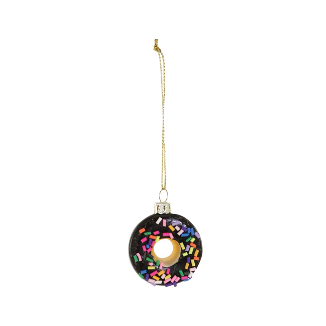 Small Sprinkled Donut Ornament - Chocolate