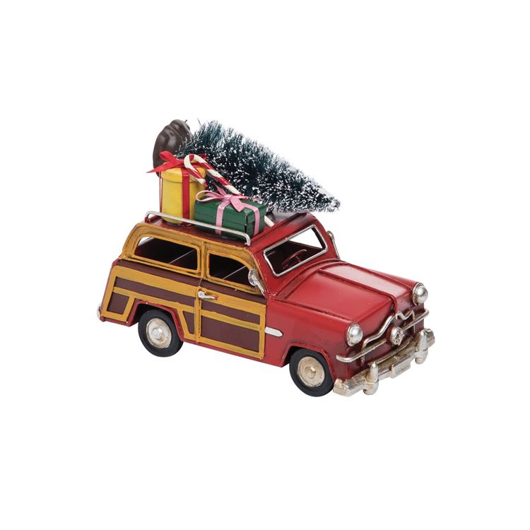 Christmas Woodie Car Figurine