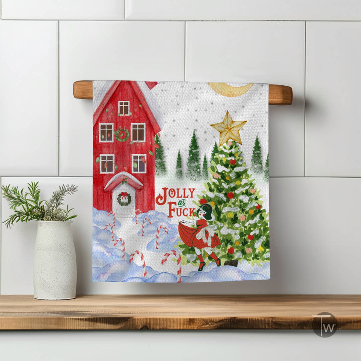 Jolly As Fuck Waffle Weave Kitchen Towel