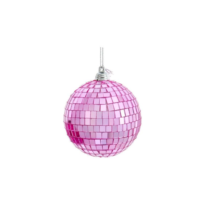 Mirrored Disco Ball Ornament - Pink
