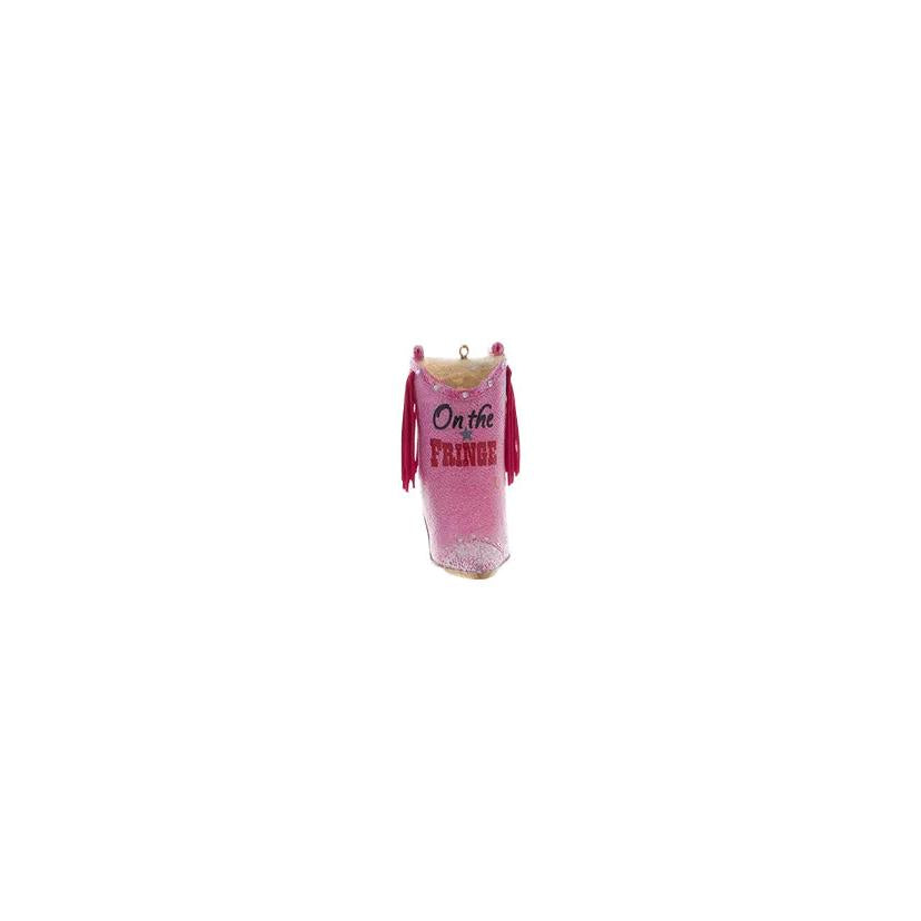Cowboy Boots With Fringe Ornament - Pink