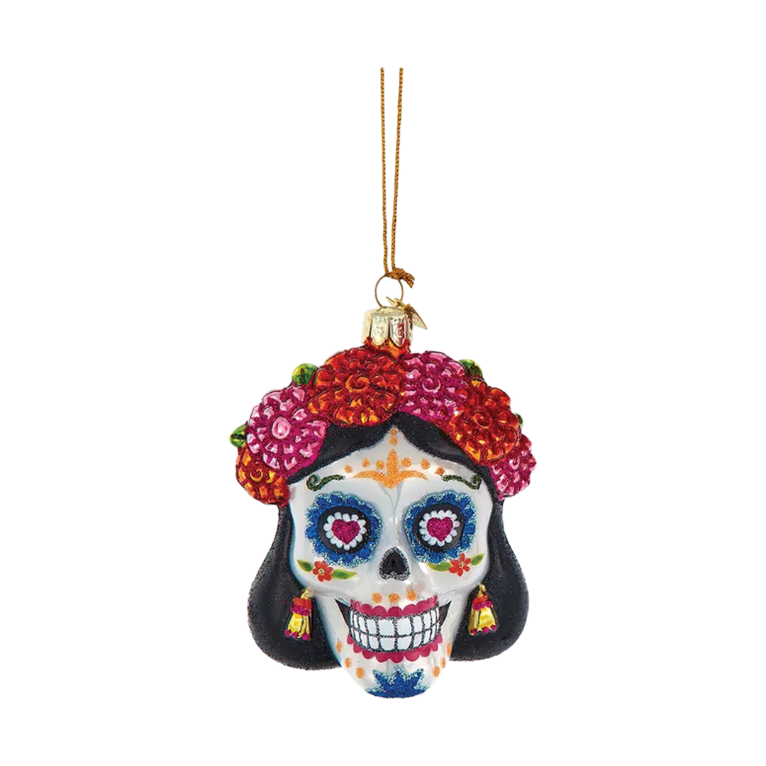 Day Of The Dead Sugar Skull Ornament - Flowers