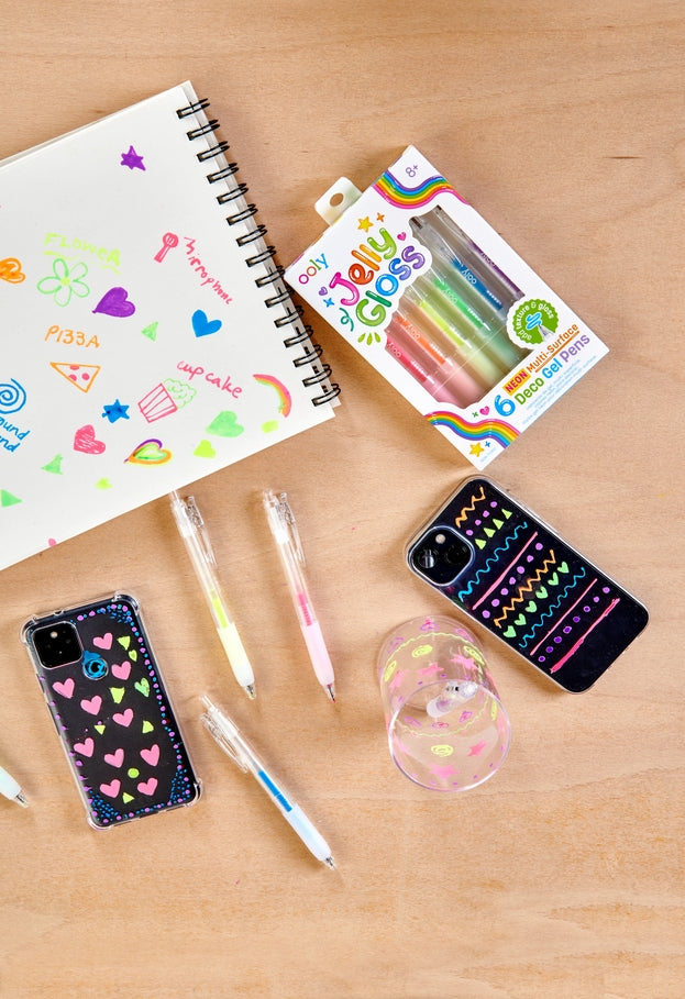 Jelly Gloss Neon Multi-Surface Deco Gel Pens - Set Of 6
