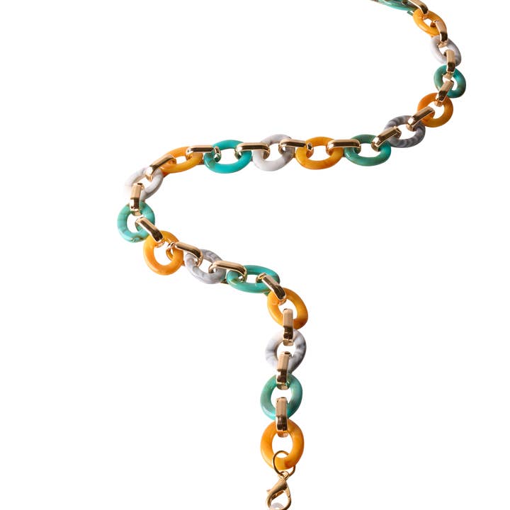 Turquoise & Mustard Link Sunglasses Chain