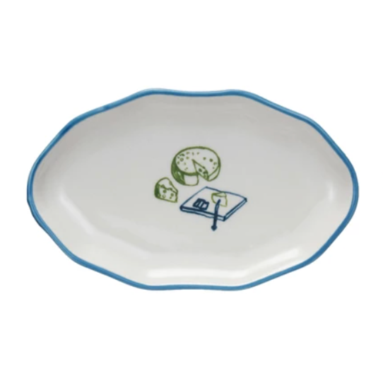 Hand-Painted Stoneware Dish- Cheese