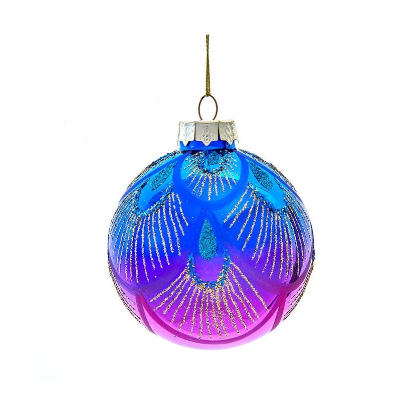Purple & Blue Peacock Ball Ornament
