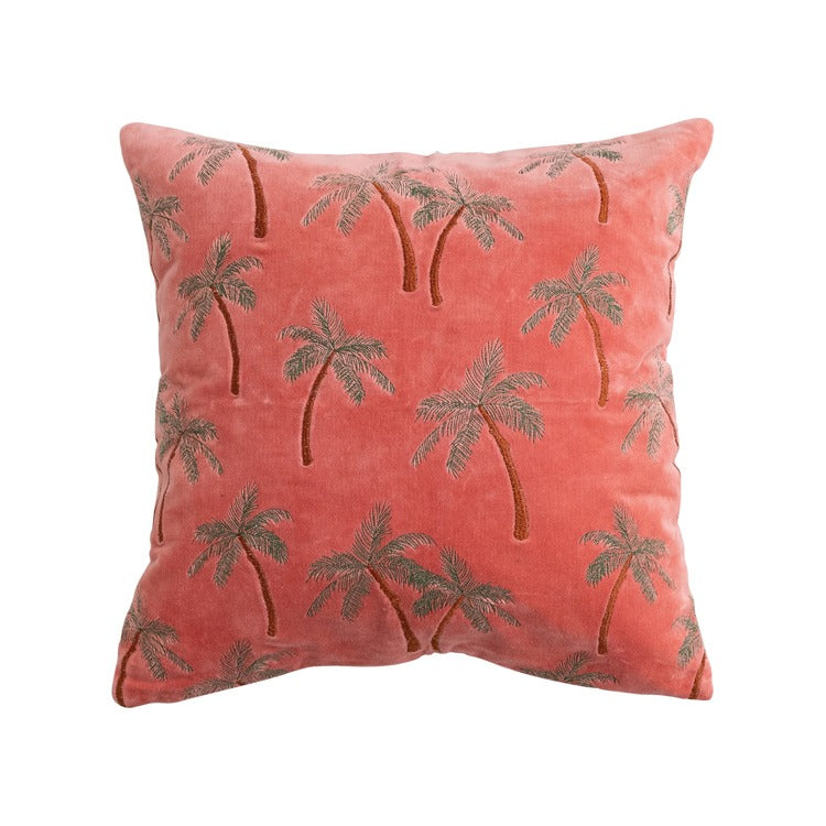 Square Cotton Velvet Embroidered Pillow