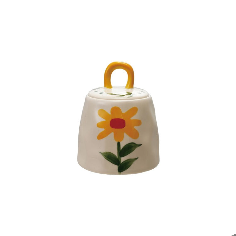 Yellow Flower Stoneware Jar