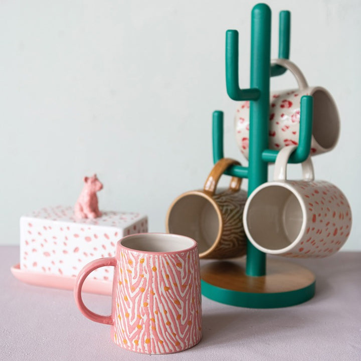 Cactus Wood Mug Rack