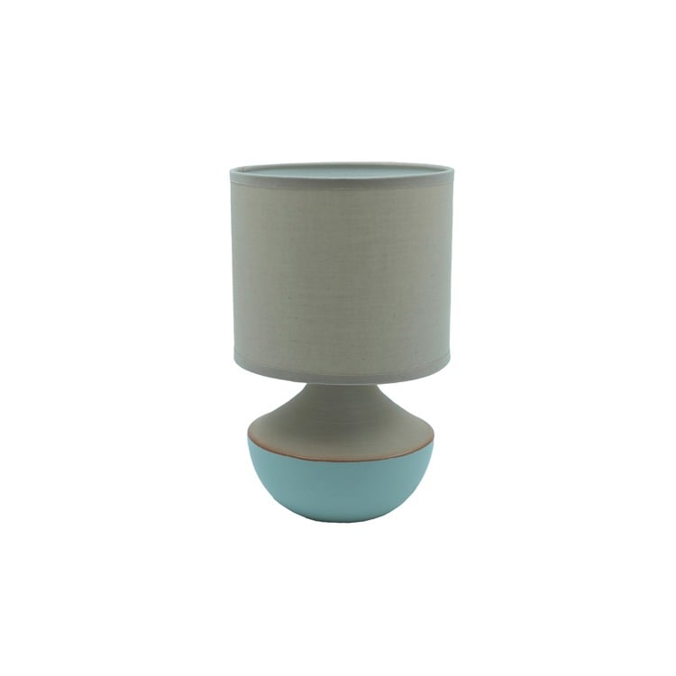 Stoneware Table Lamp With Linen Shade - Blue