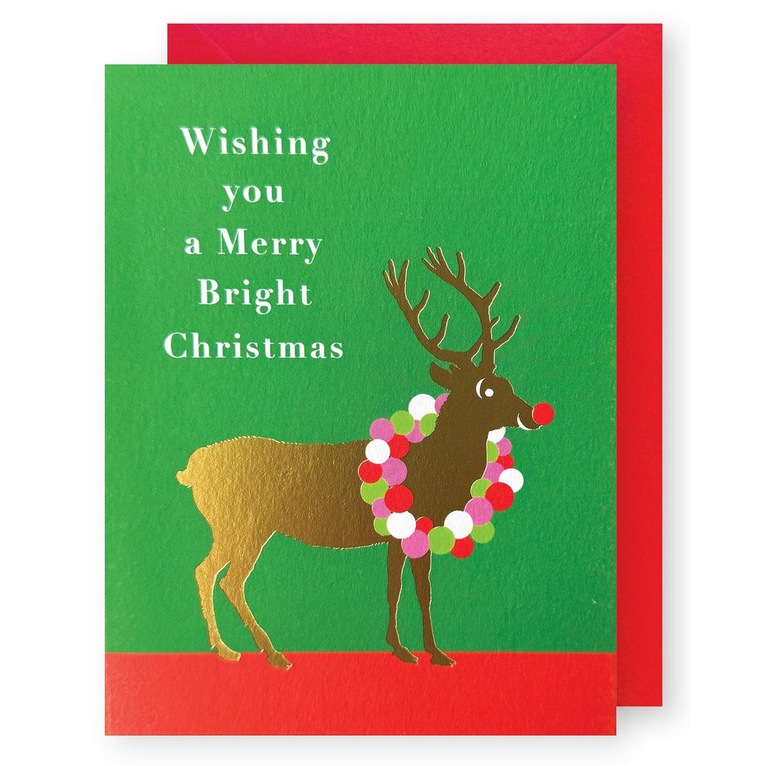 Reindeer & Wreath Christmas Holiday Card Box Set of 8