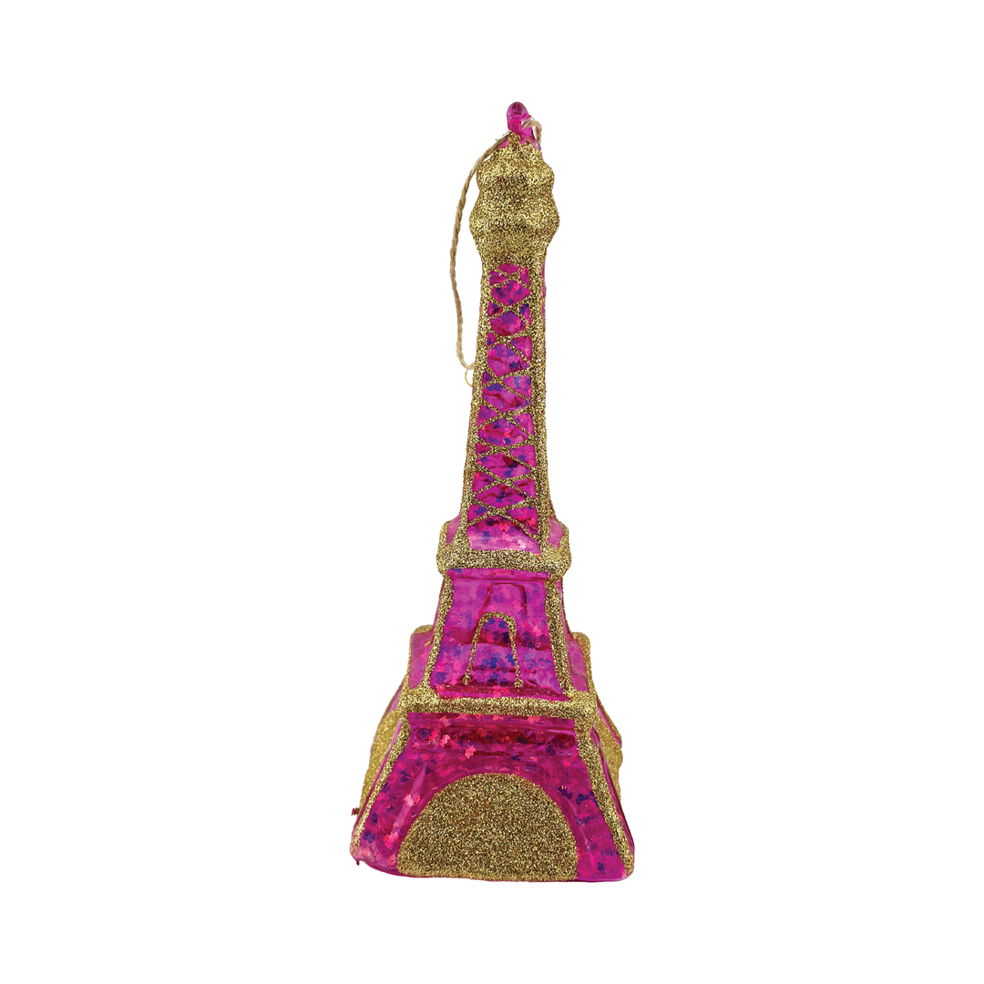 Rainbow Eiffel Tower Ornament - Hot Pink