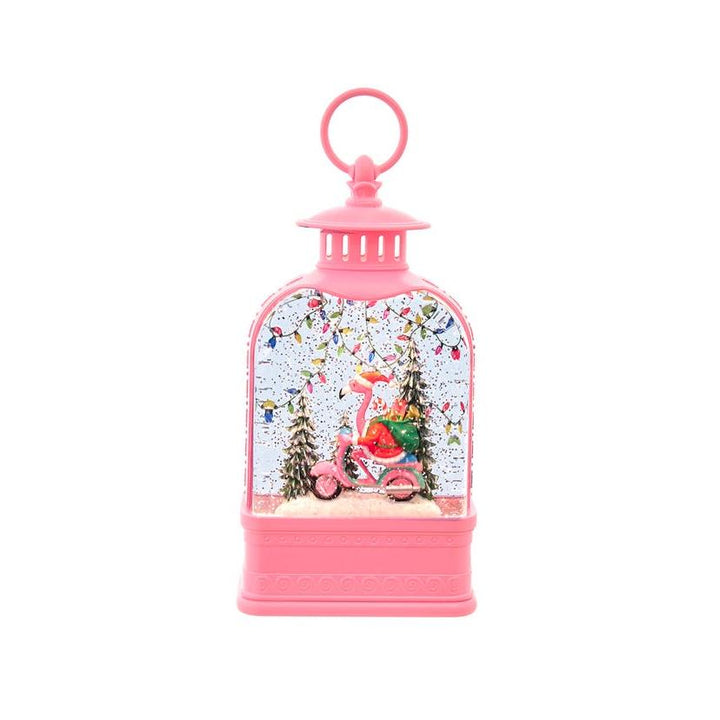 LED Lighted Flamingo Riding Motorcycle Water Lantern