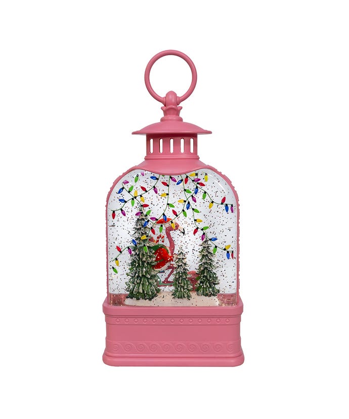 LED Lighted Flamingo Riding Motorcycle Water Lantern