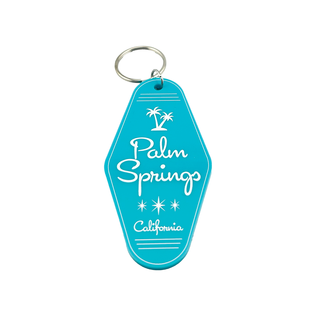 Palm Springs Twin Palm Motel Keychain - Aqua