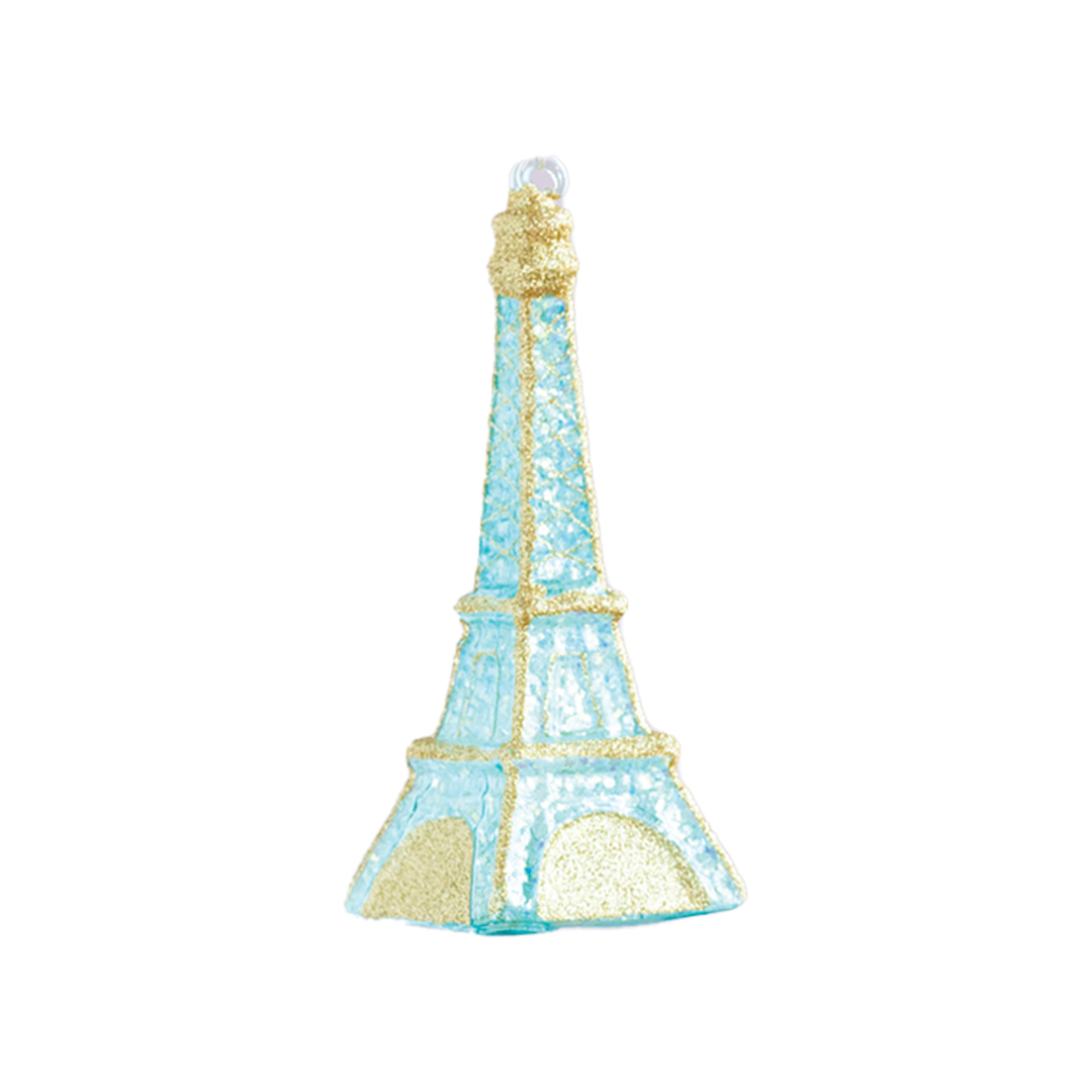 Rainbow Eiffel Tower Ornament - Light Blue