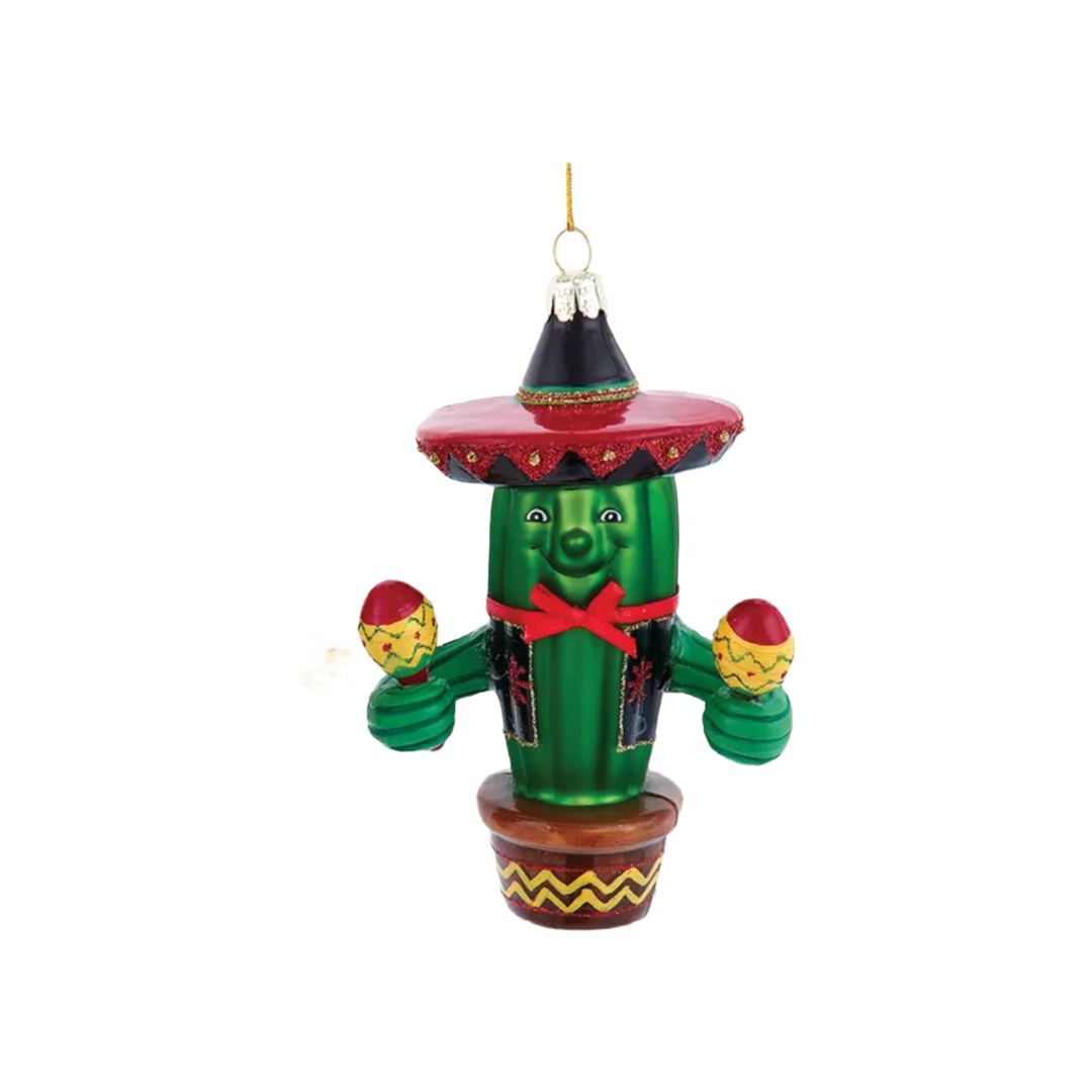 Cactus With Sombrero Ornament - Playing Maracas
