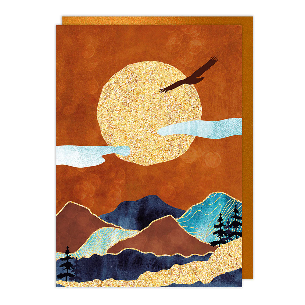 Mountains Sun Blank Greeting Card