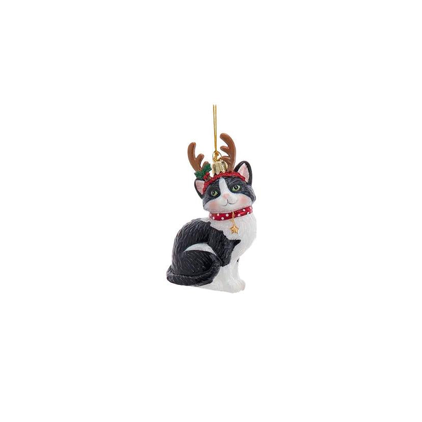 Cat With Antlers Ornament - Black & White
