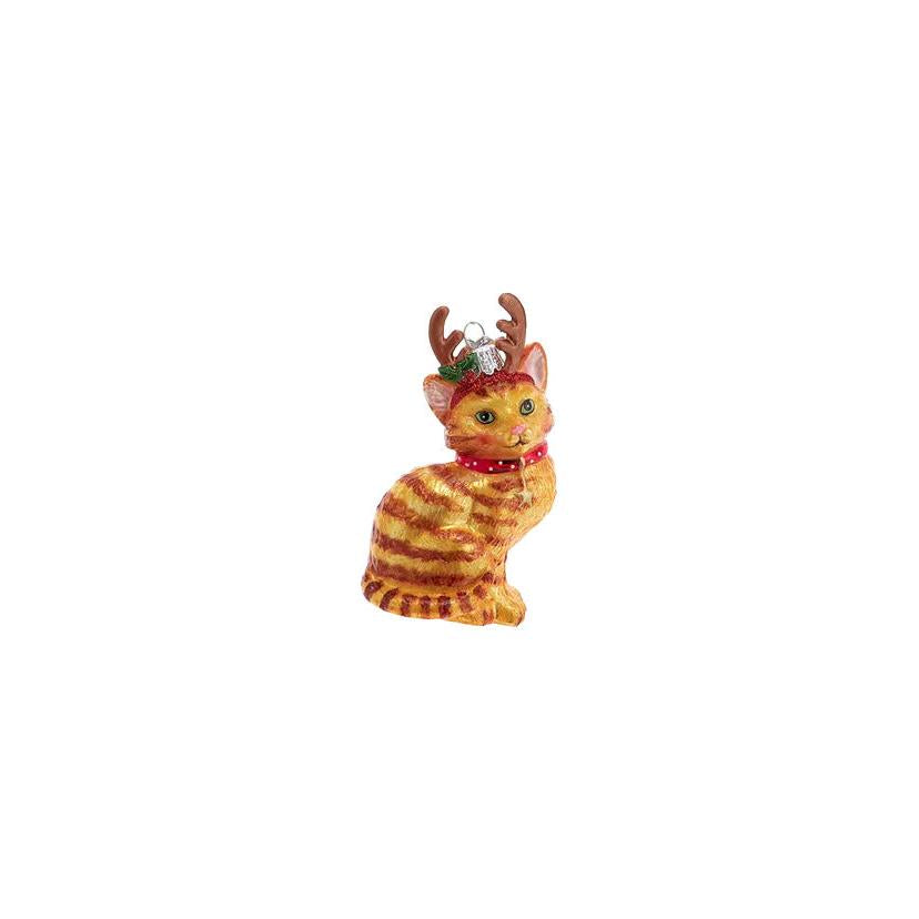 Cat With Antlers Ornament - Orange