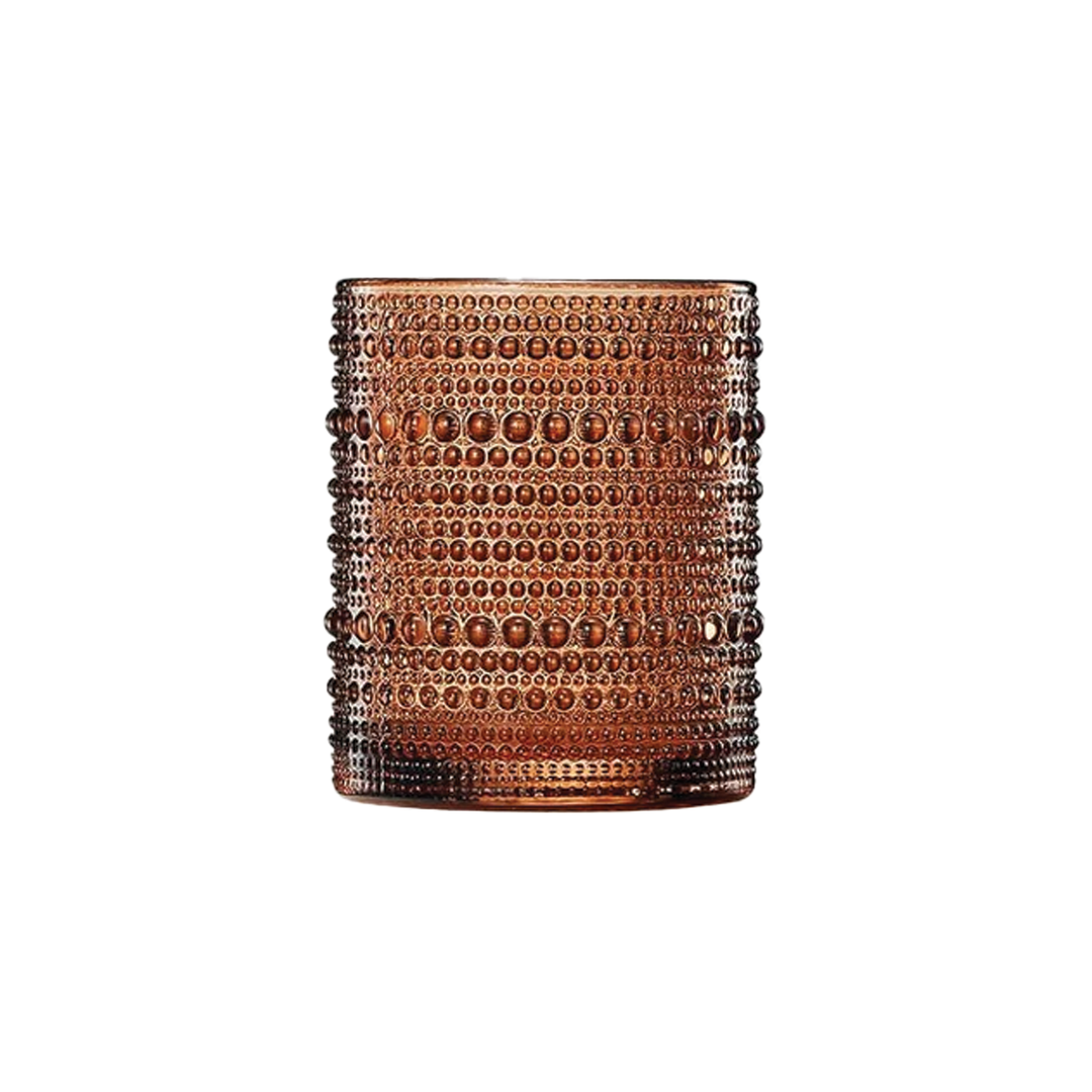 Hobnail Beaded Lowball Glass- Orange