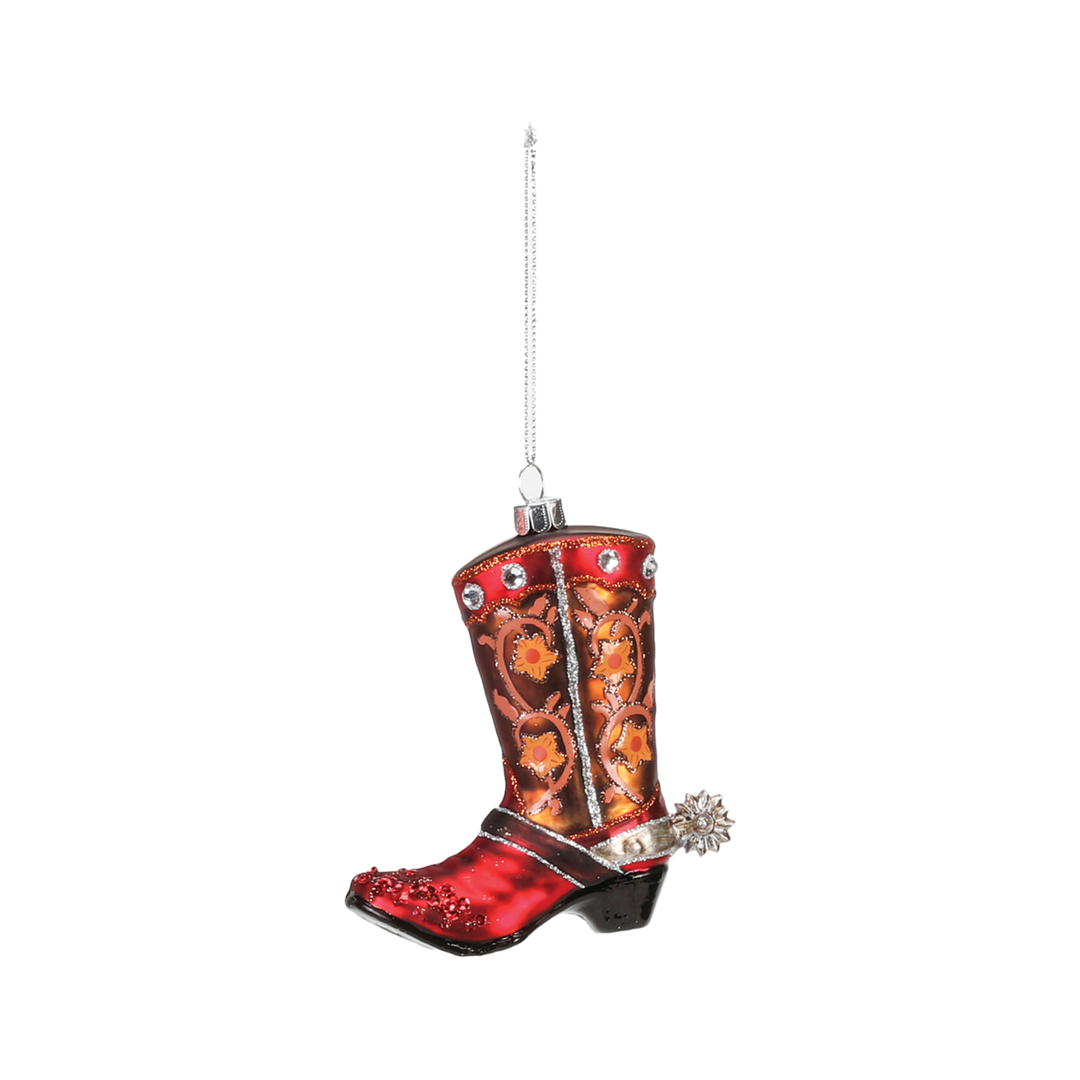 Cowboy Boot Ornament - Orange