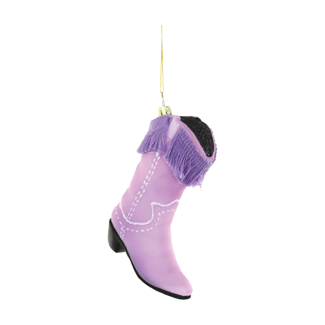 Fringed Cowboy Boot Ornament - Lavender
