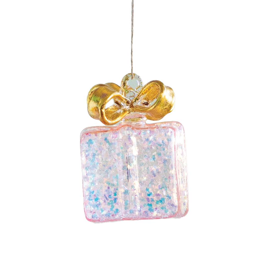 Sparkly Gift Box Ornament - Pink