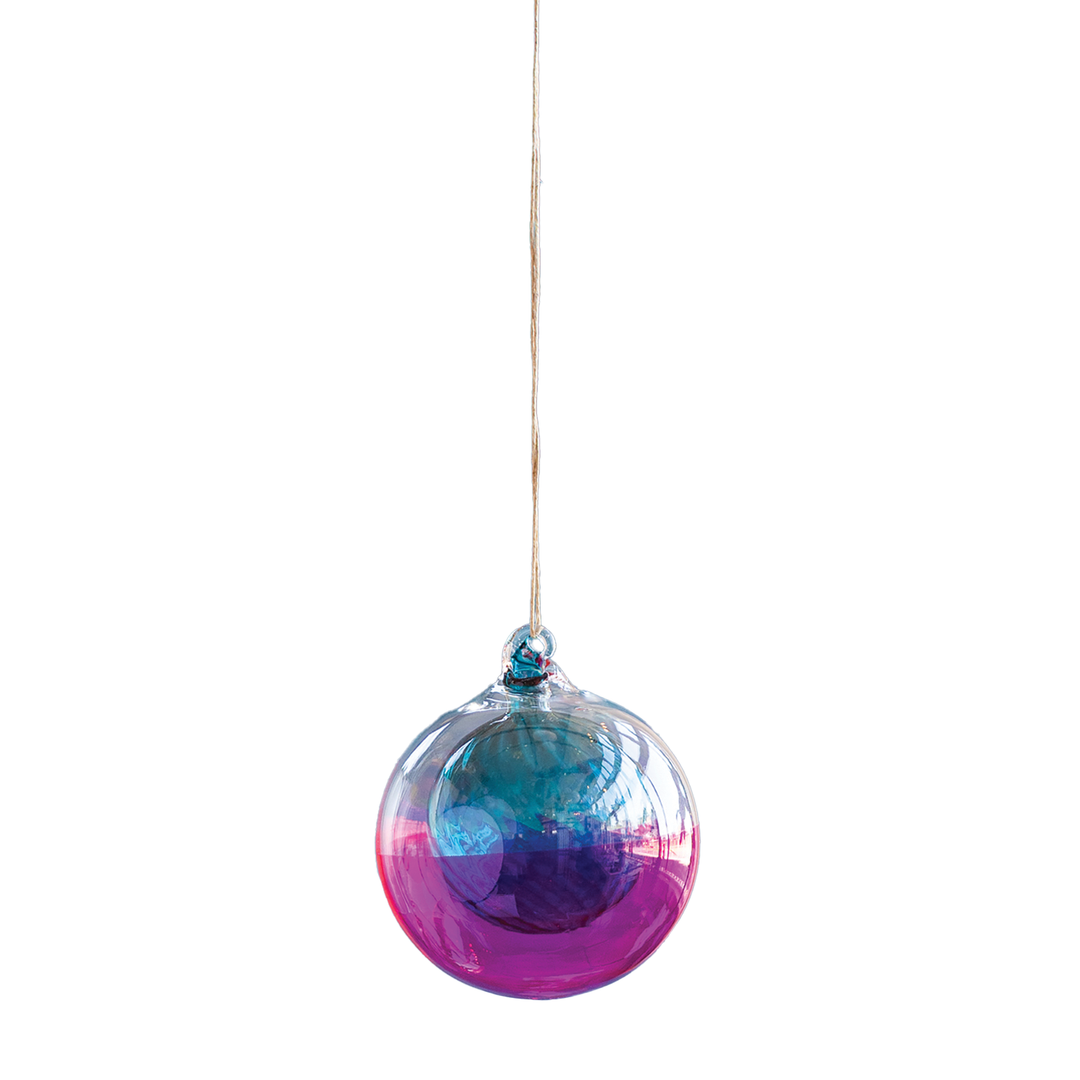 Swirl Ball In A Ball Ornament - Pink & Teal
