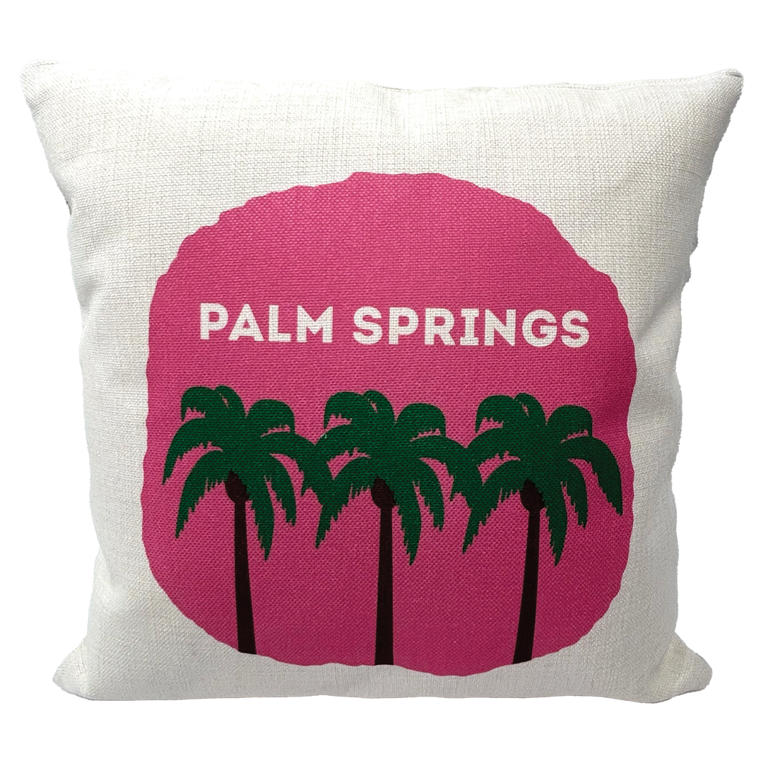Pink Palm Trees Square Pillow