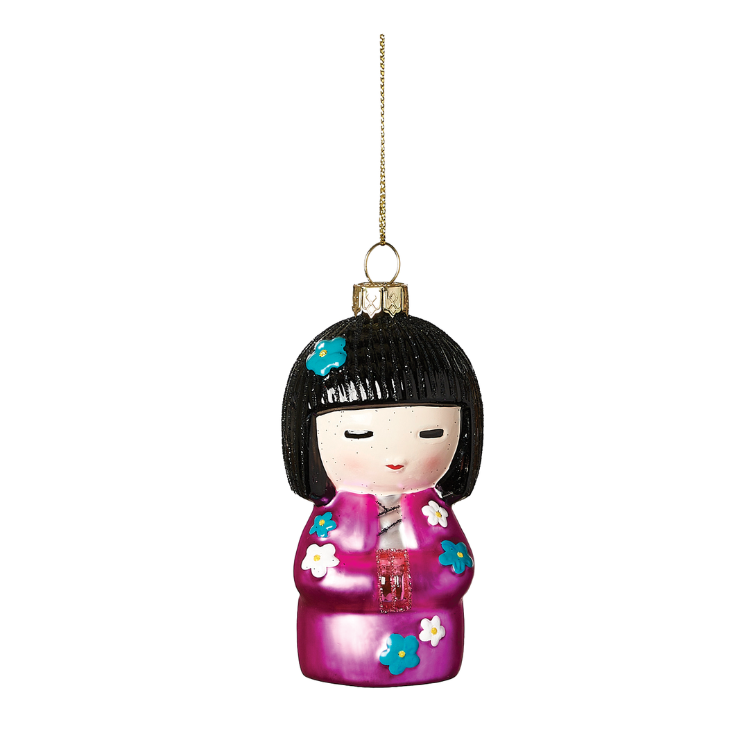 Japanese Doll Ornament - Purple