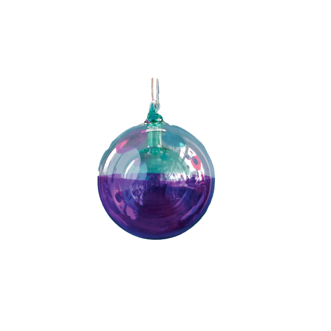 Double Ball Glass Ornament - Purple & Blue