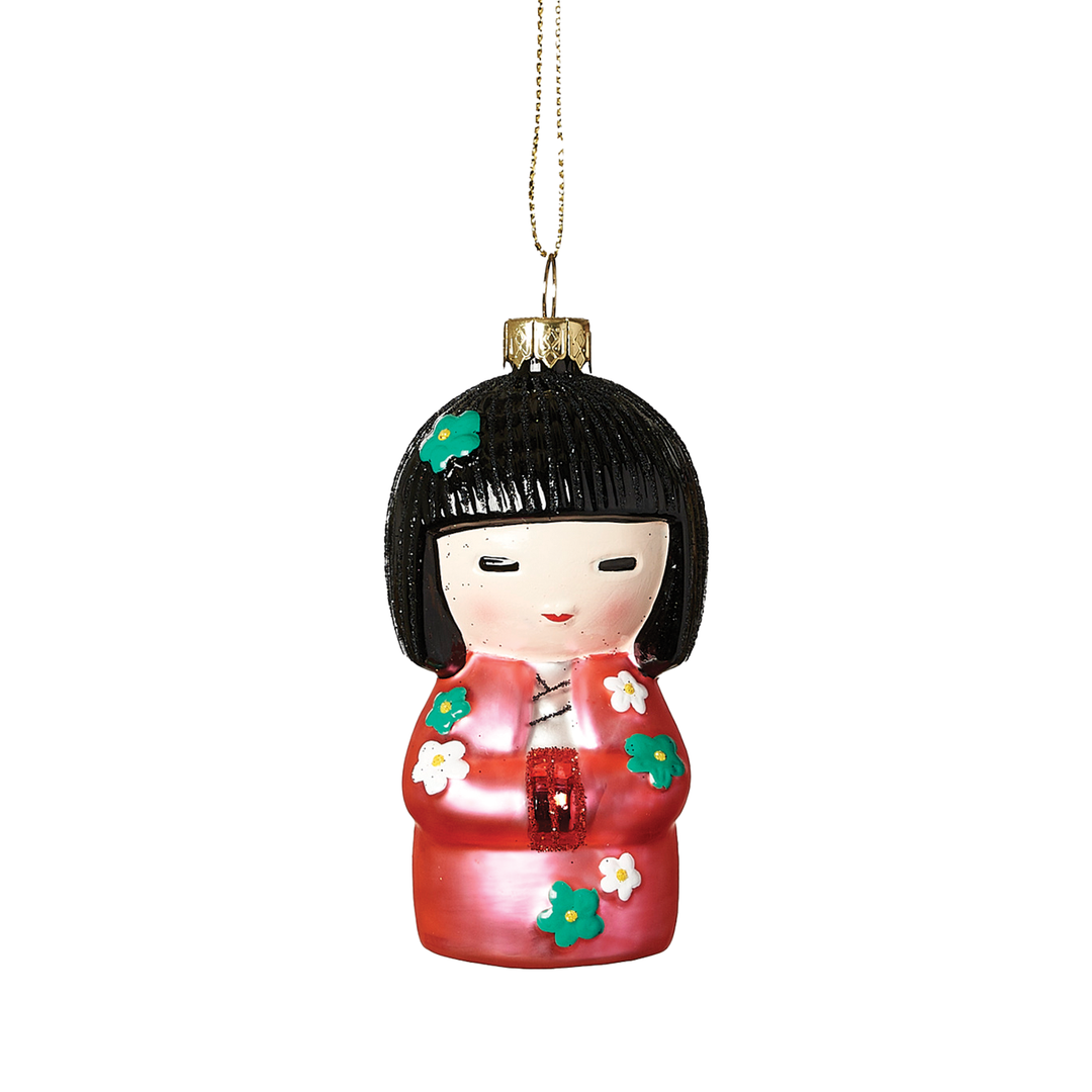 Japanese Doll Ornament - Red