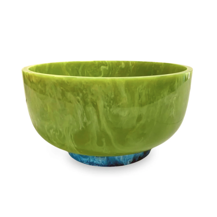 Resin Rio Small Bowl With Base - Green and Blue