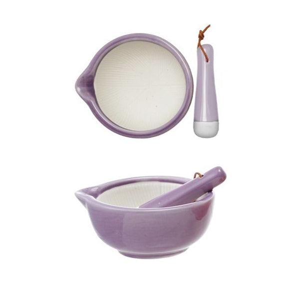 Ceramic Mortar & Pestle - Purple