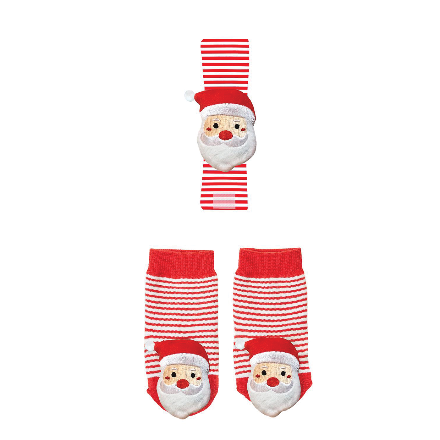 Holiday Rattle Socks And Wrist Rattle - Santa