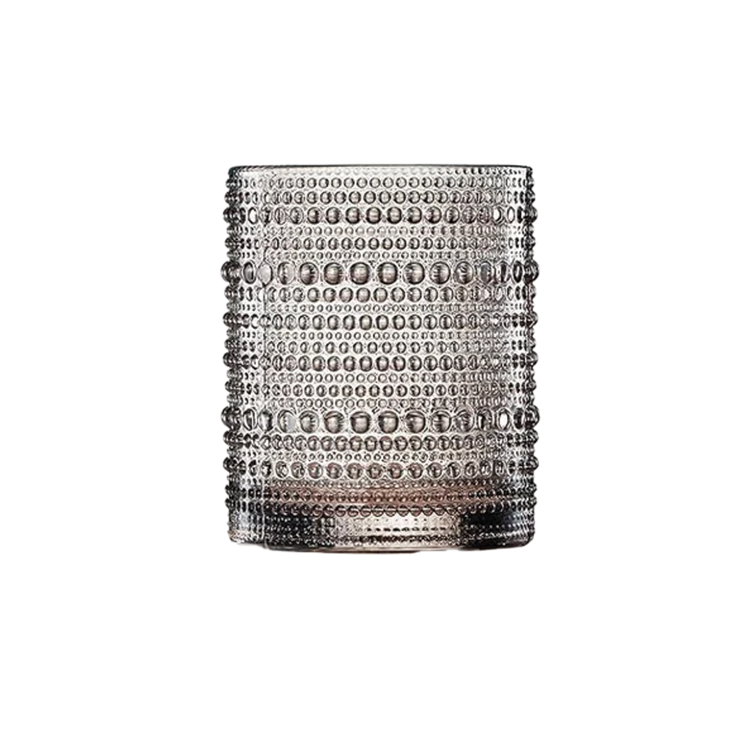 Hobnail Beaded Lowball Glass- Grey