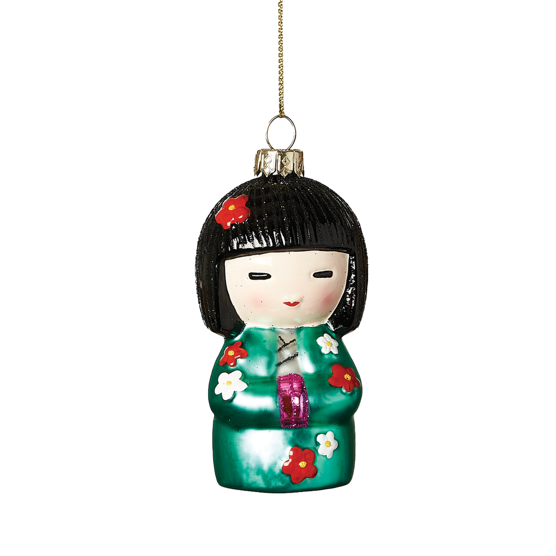 Japanese Doll Ornament - Teal