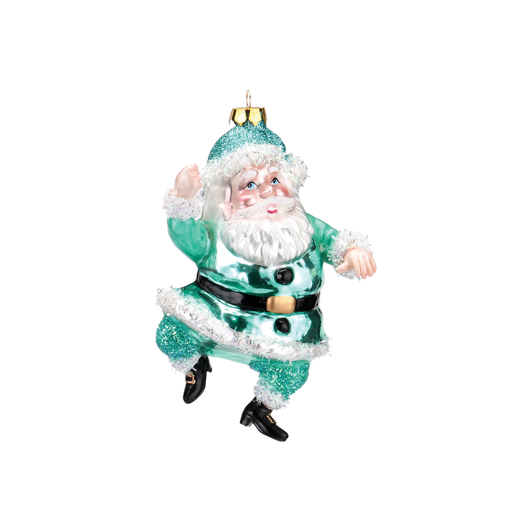 Bright Santa Ornament - Teal