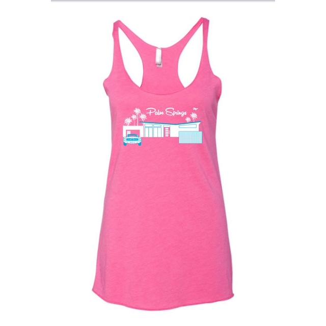 Zig Zag Unisex T-back Tank Top - Vintage Pink/Teal