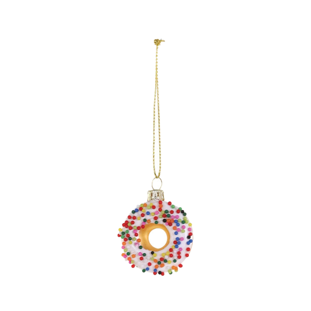 Small Sprinkled Donut Ornament - White