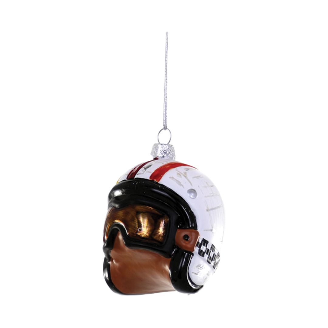 Vintage Motorcycle Helmet Ornament - White