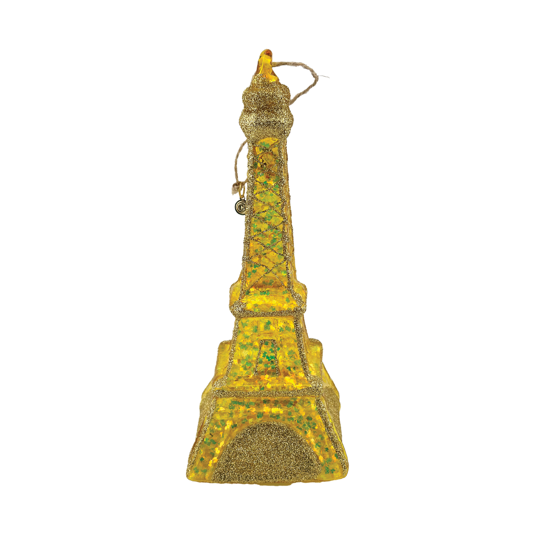 Rainbow Eiffel Tower Ornament - Yellow